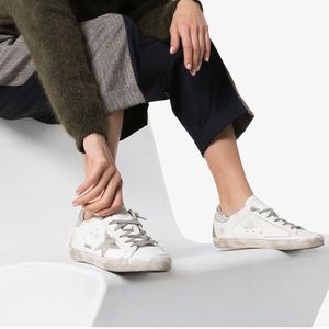 Golden Goose Superstar Gray and Silver Low Top Sneakers